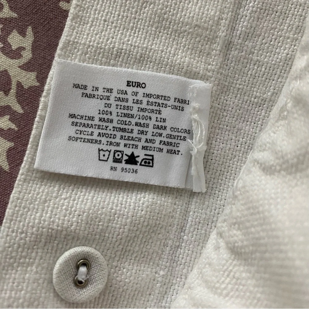 Matteo white linen & Lace Euro Sham White Lace Trim Pillowcase